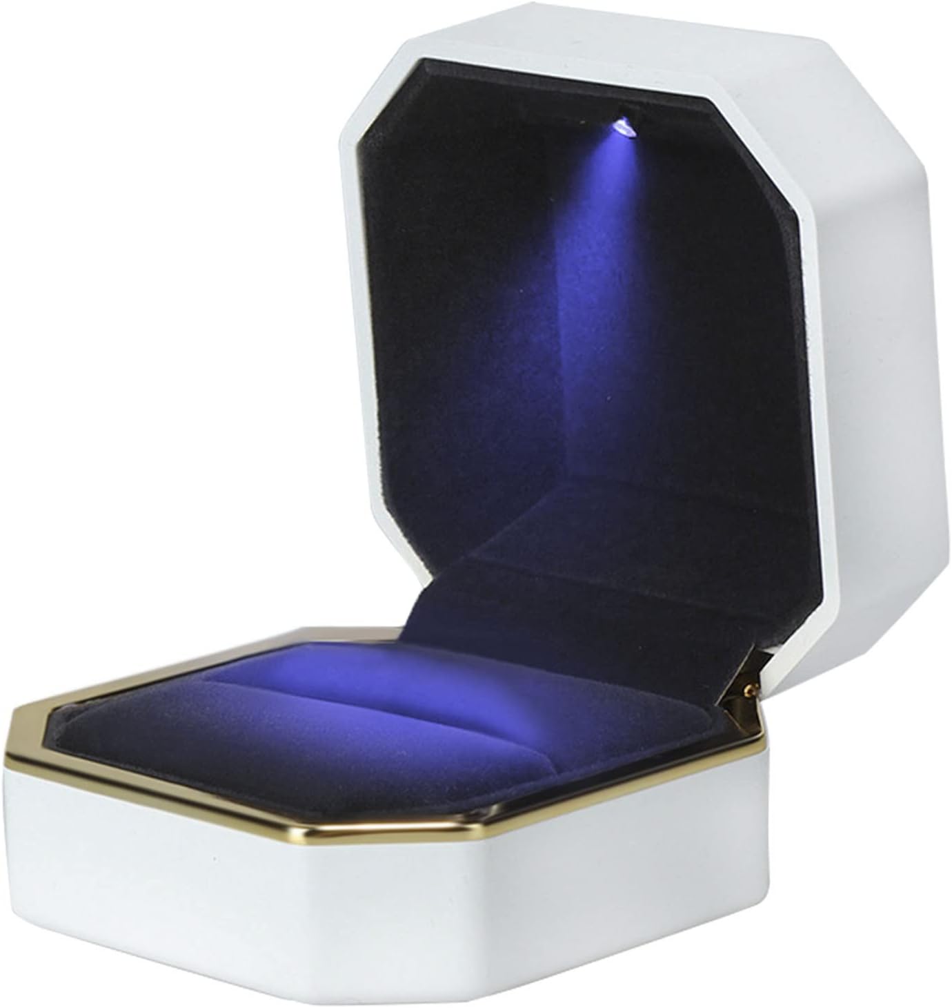 Caja almacenamiento joyería lujo con luz LED terciopelo