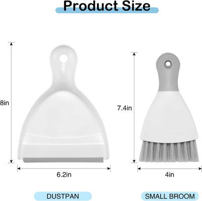 Set 2 Recogedor Escoba Mini para Teclado Hogar Sofá Cocina Blanco Gris