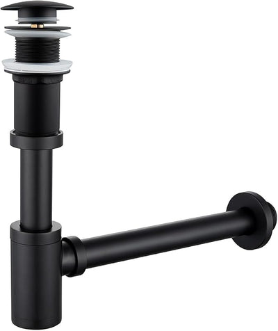 Trampa P botella latón negro redonda 1 1/4 con desagüe