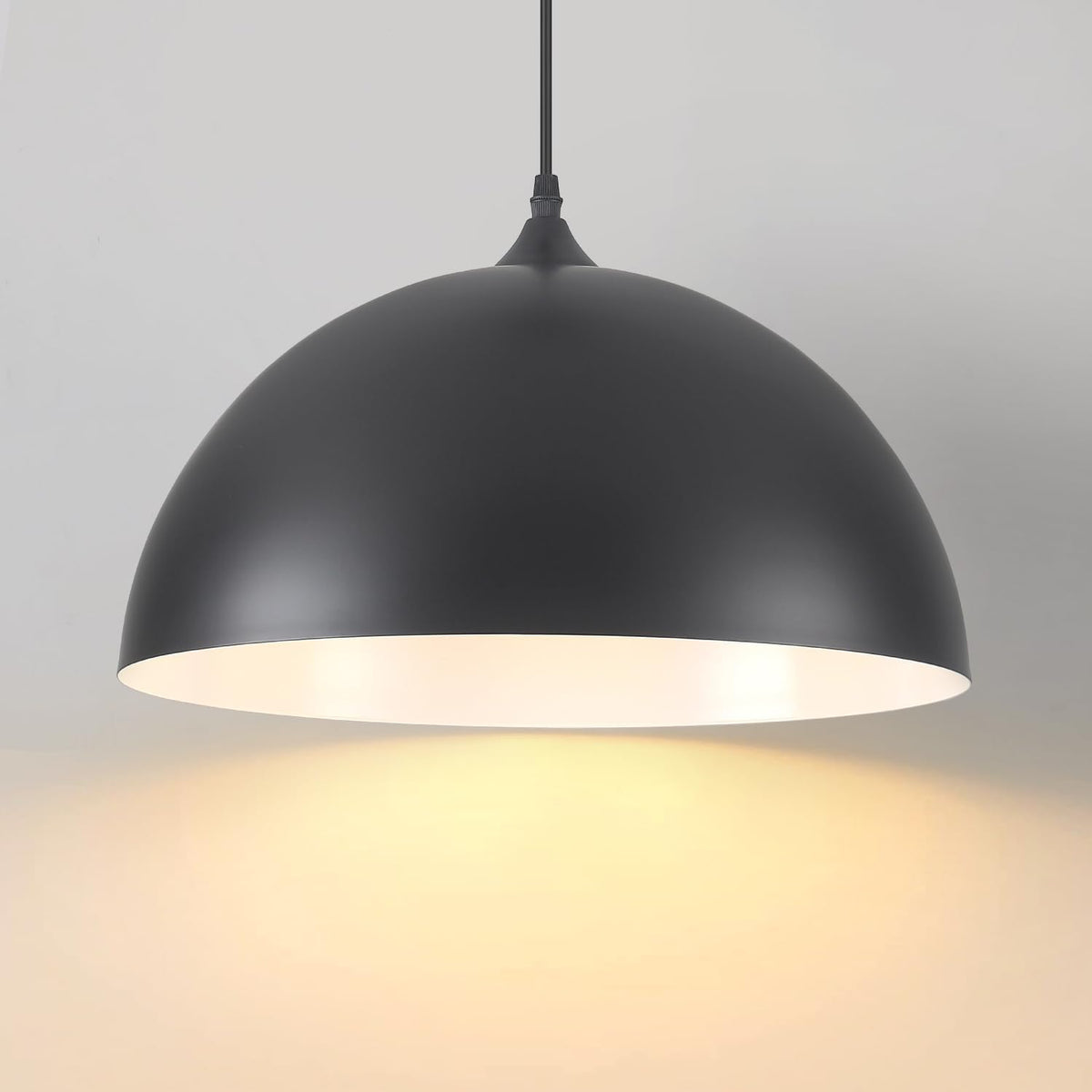Lámpara colgante cúpula negra 16pulg isla cocina