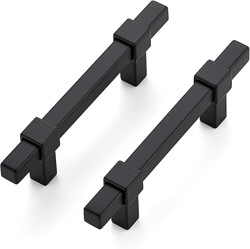25 Manijas Gabinete Negro Mate con Agujero 3"