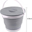 Cubo agua plegable con tapa bloqueo portátil RV camping gris