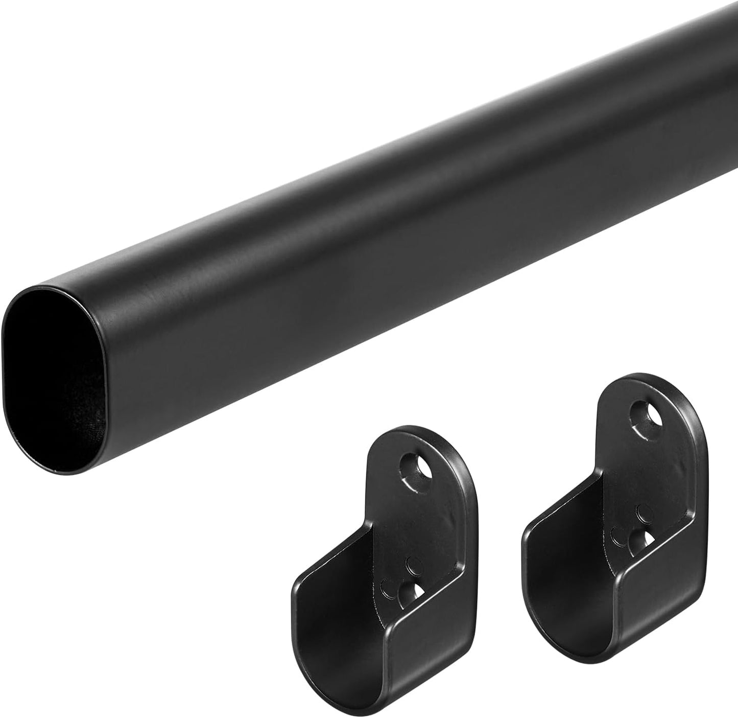 Barra ovalada para colgar ropa ajustable 18-87" negra
