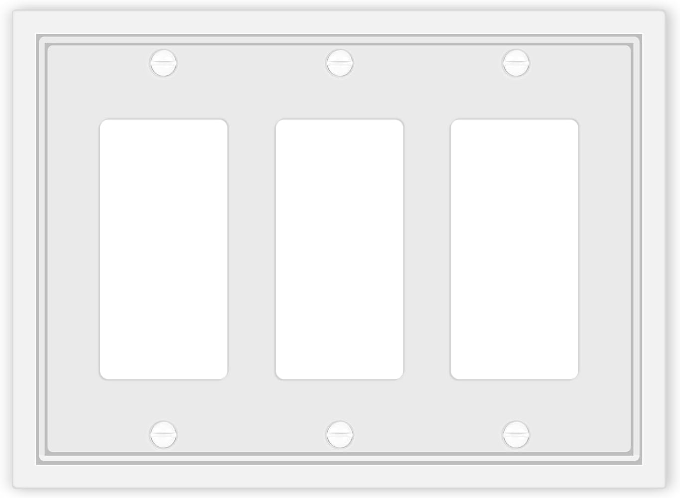 Placa decorativa triple para interruptor blanco clásico