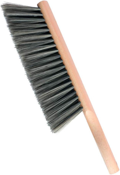 Cepillo tapicería cerdas suaves mango madera 14pulg gris