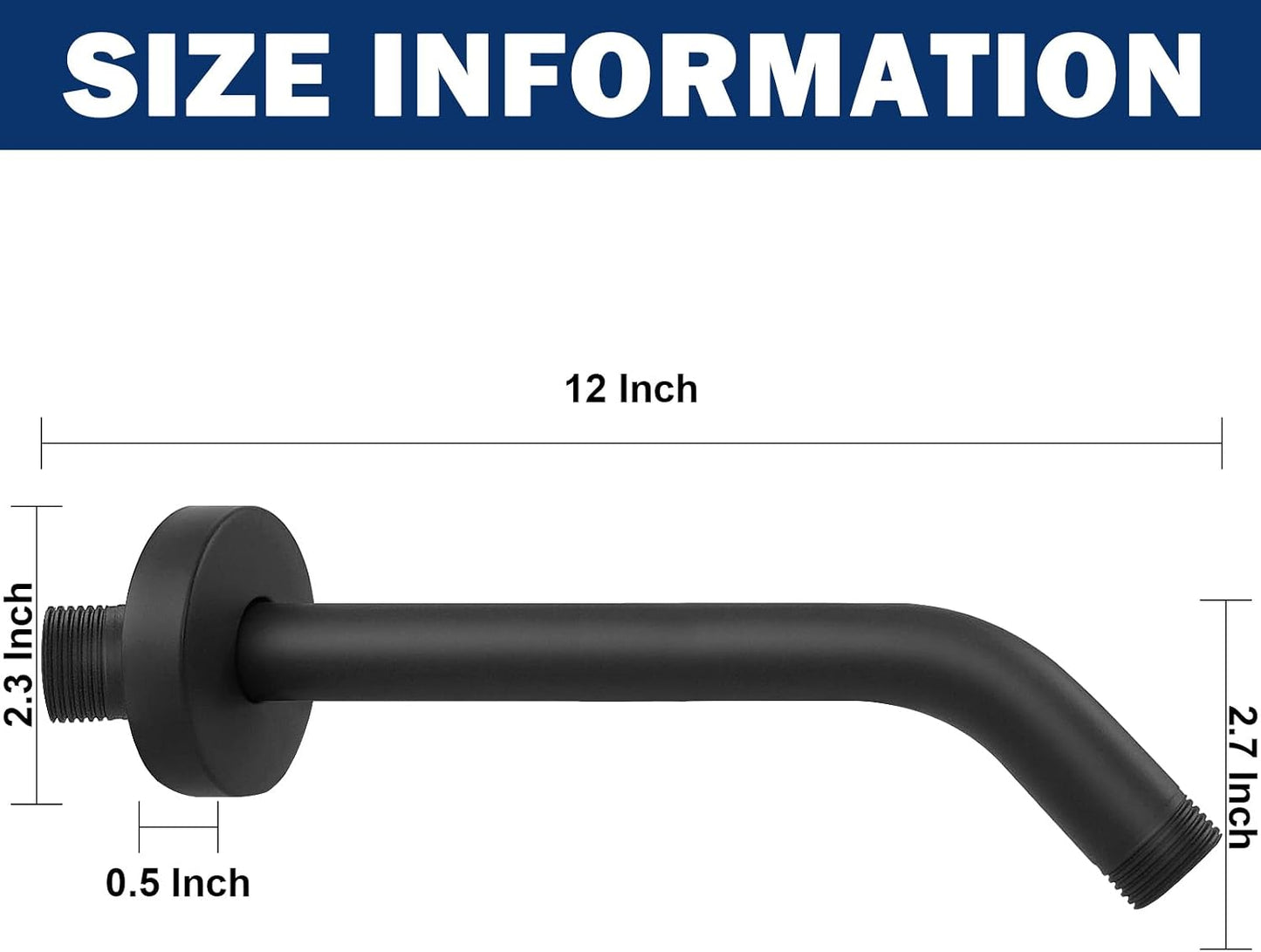 Brazo ducha acero inox 304 montaje pared 30.5cm negro mate