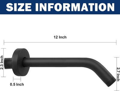 Brazo ducha acero inox 304 montaje pared 30.5cm negro mate