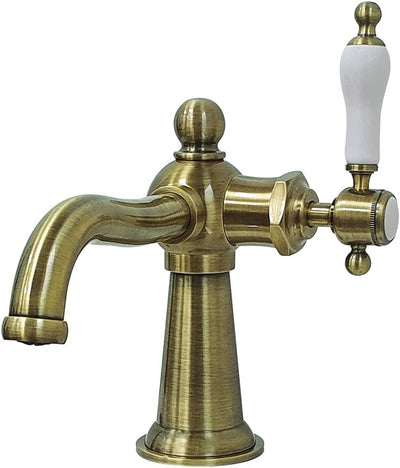 Grifo baño náutico una manija Push Pop-Up latón antiguo