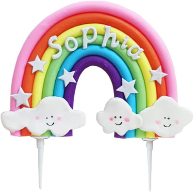 Decoración pastel arcoíris personalizada para niños cumpleaños