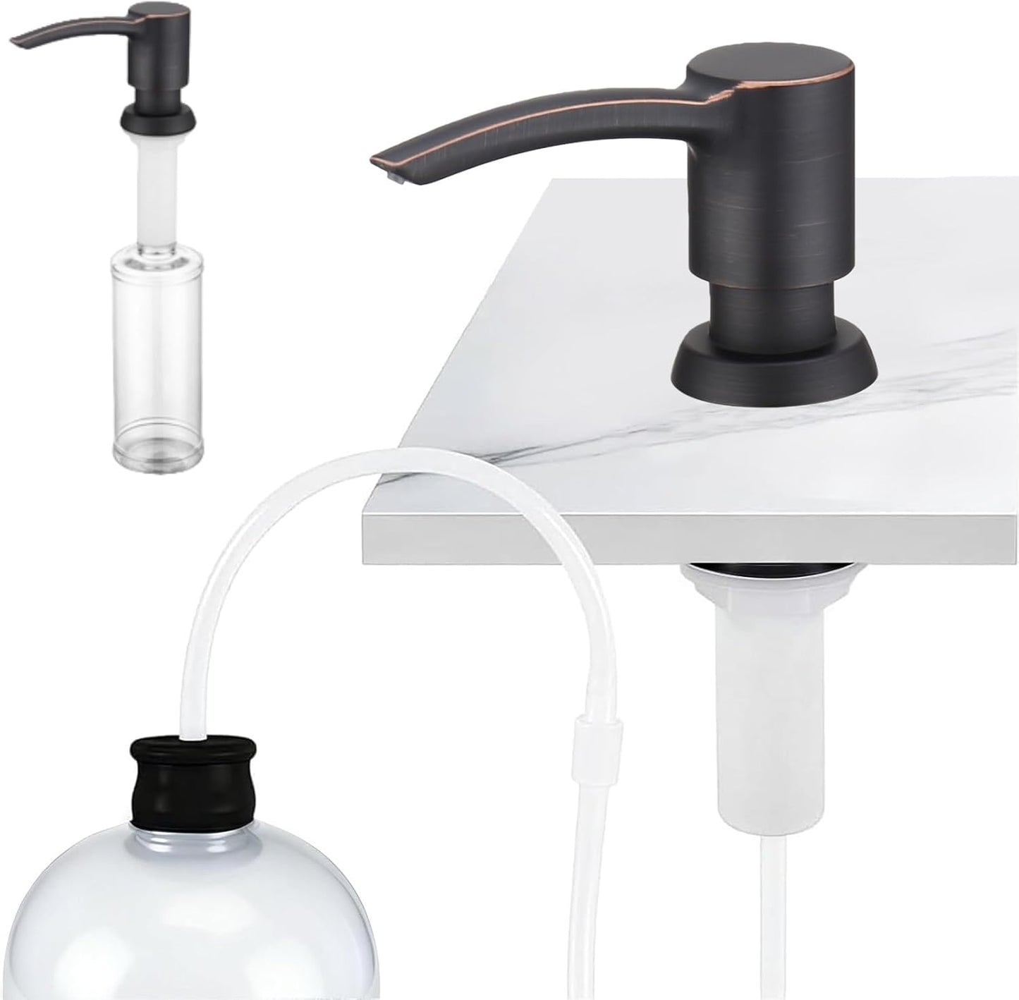 Dispensador jabón bronce fregadero cocina con tubo 47.2pulg
