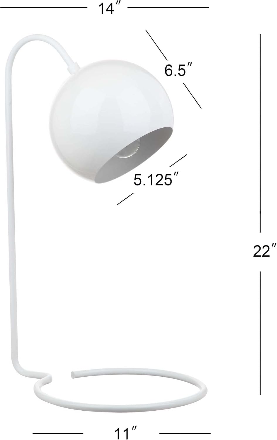 Lámpara mesa blanca 22pulg para dormitorio oficina con LED