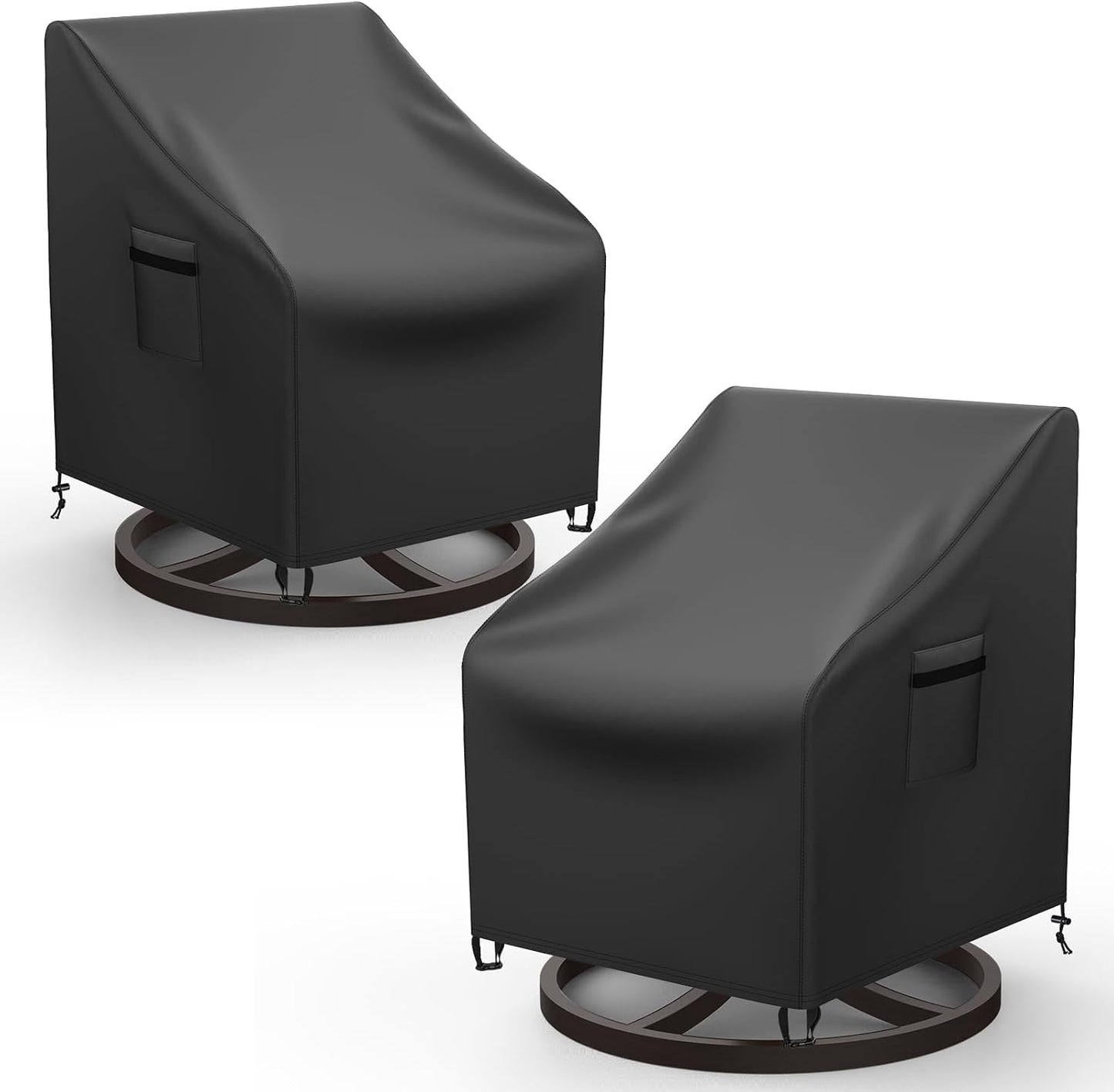Funda silla giratoria exterior 33x37x38.5" 2 Pzas negro
