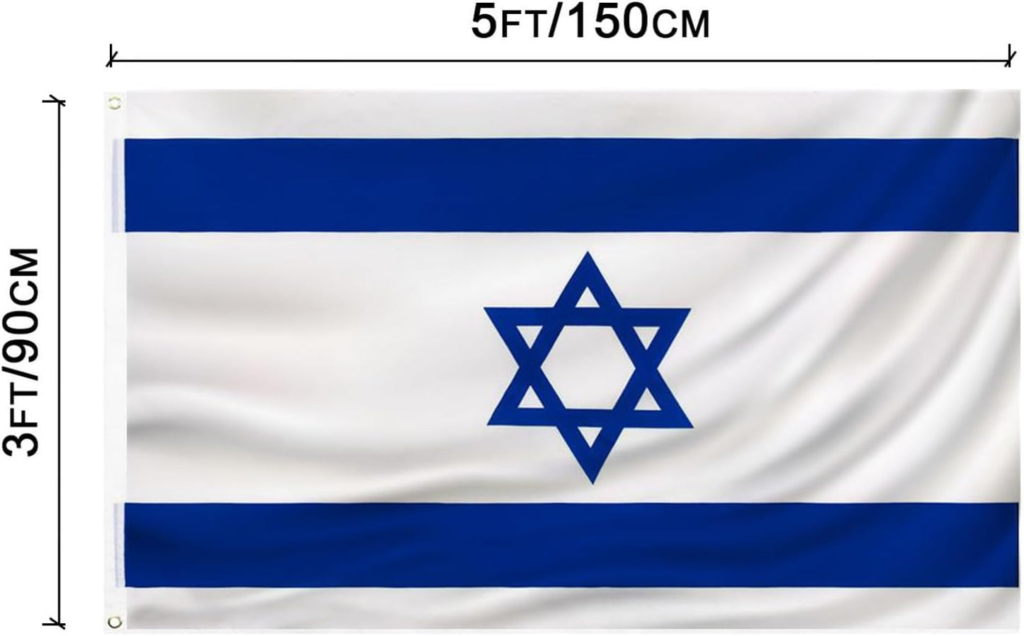 Bandera Israel 3x5ft poliéster doble costura ojales latón