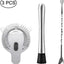 Set muddler acero inox cuchara colador barra 4 puntas