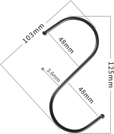 10 Ganchos S para Baño Dormitorio Oficina Negro Grande