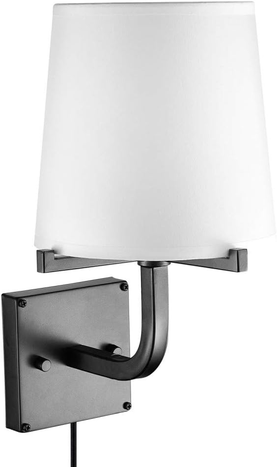 Aplique pared 1 luz tela negra 6ft bronce oscuro