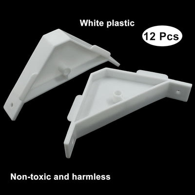 12 Soportes Triangulares Plástico 90 Grados Blanco