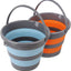 2 Cubos Plástico Plegables 10L Bañera Redonda Limpieza Jardín Azul Naranja