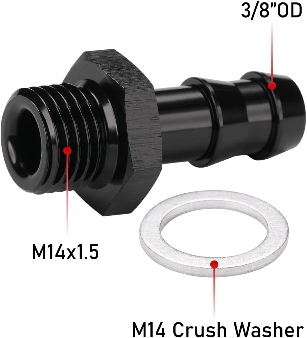 Adaptador M14x1.5 a 3/8 púas bomba combustible aluminio