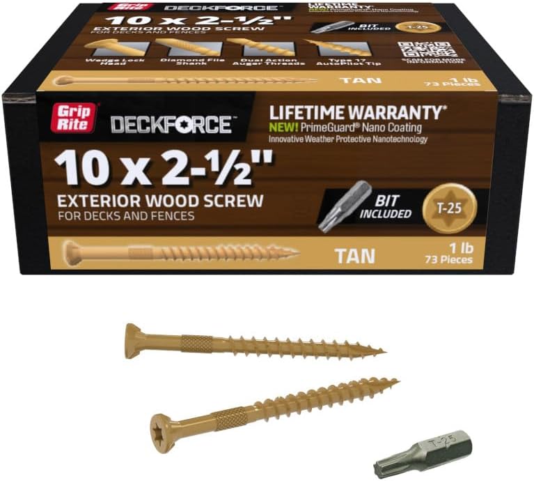 Tornillos madera exteriores T-17 #10x2.5pulg marrón 1libra