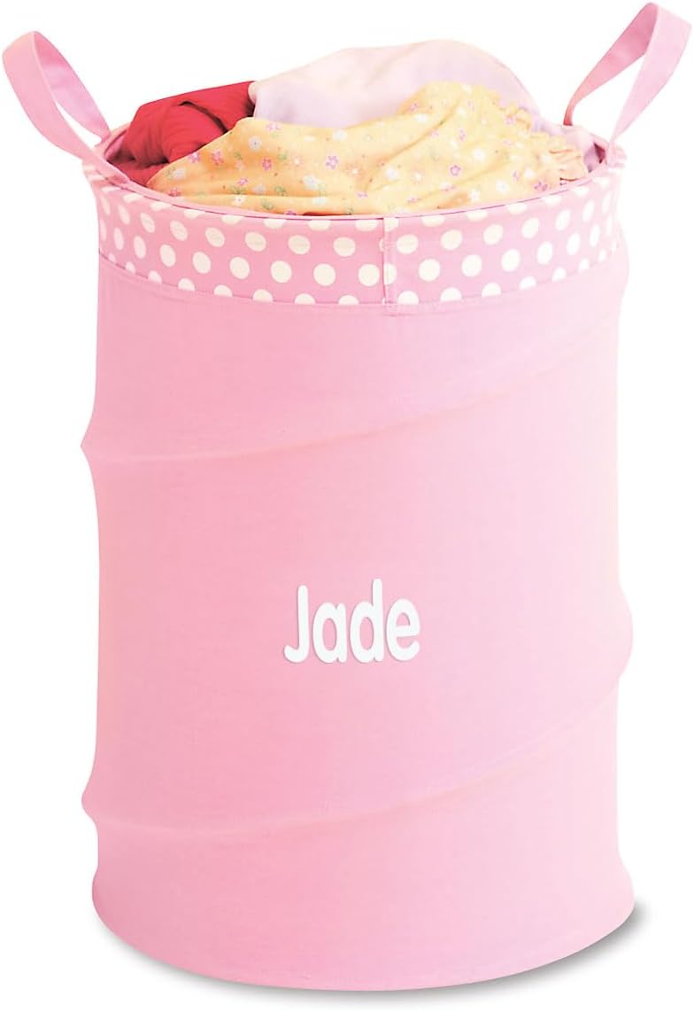 Bolsa lavandería plegable tela poliéster algodón color rosa
