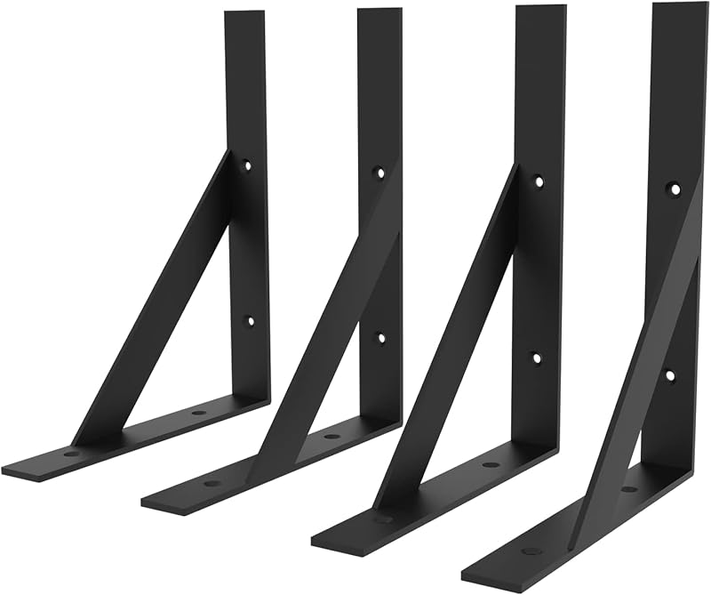 Soportes en L para estantes negros 8x10" 4uds 250lb