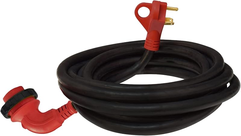 Cable alimentación RV 25 ft 30A 90grados desmontable rojo