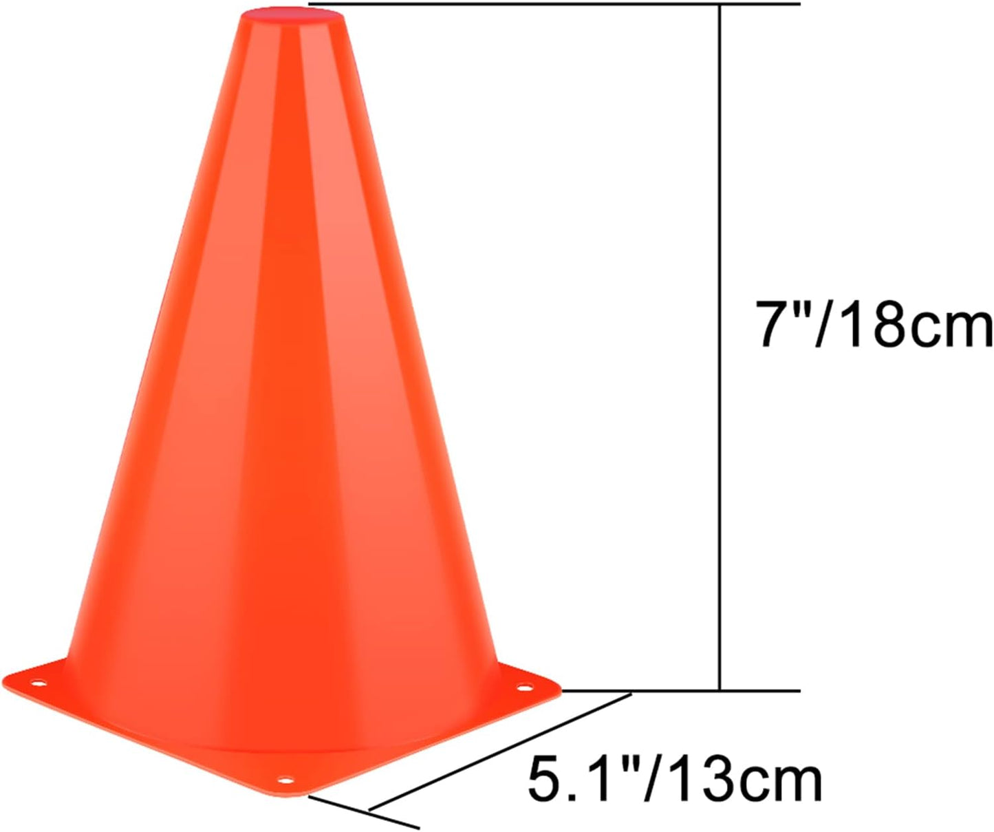 Conos deportivos 7" naranjas pack 24 para fútbol baloncesto
