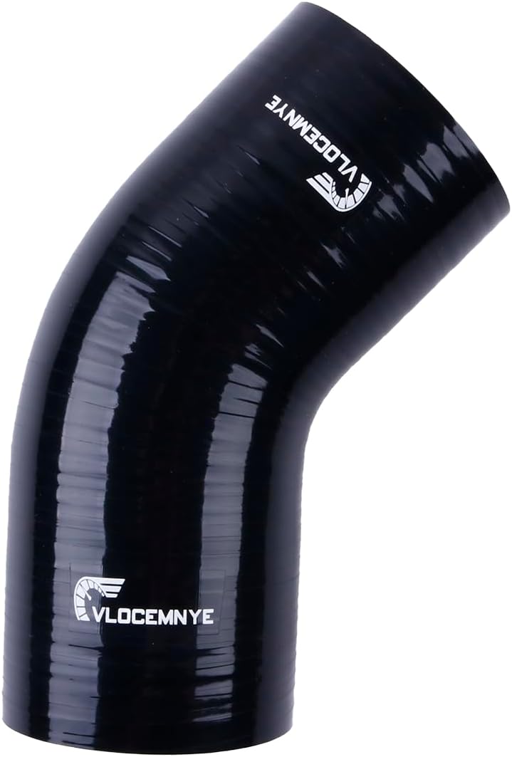 Manguera silicona codo 45 grados 3" negro