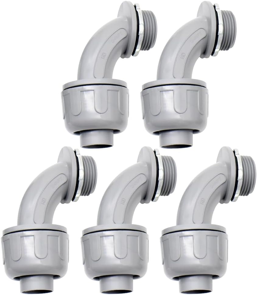 5 Conectores Codo PVC 3/4pulg Resistentes Corrosión
