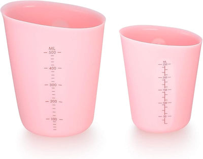 2 Tazas Medidoras Silicón 8.5/16.9oz Reutilizables Rosa