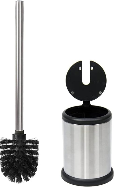 Juego cepillo inodoro acero inox con soporte y tapa