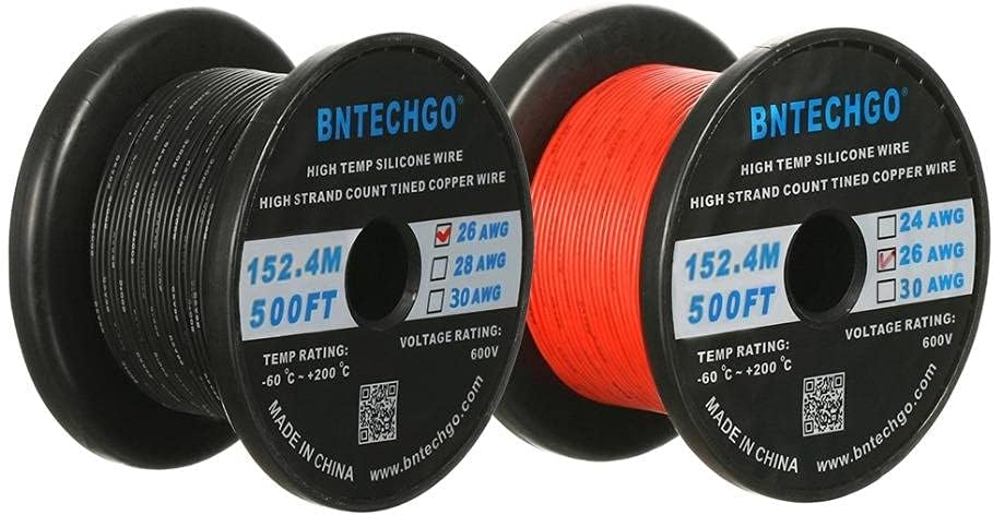 Bobina alambre silicona 26 rojo y negro 500 pies