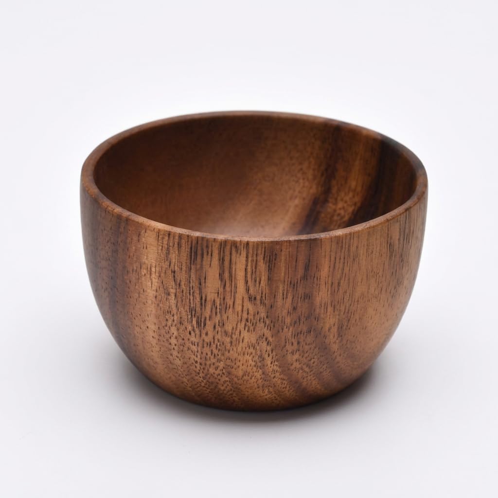Cuenco de madera de acacia tallado a mano para salsa y especias