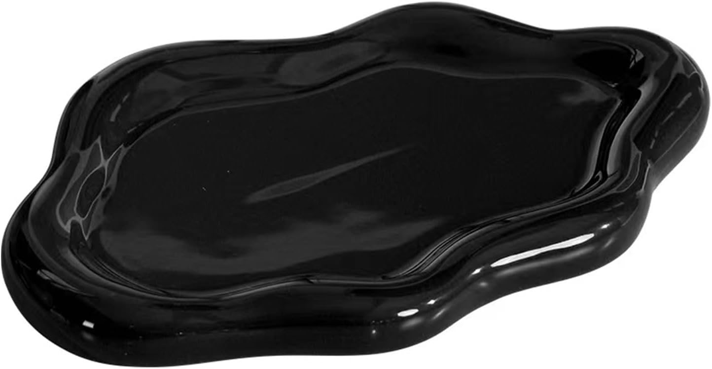 Bandeja cerámica soporte joyería anillo llave forma nube negro