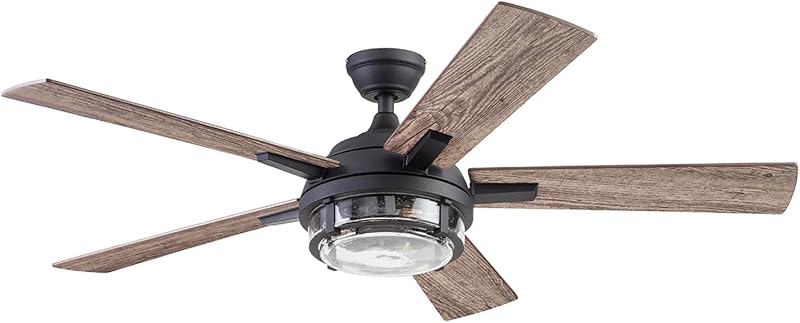 Ventilador techo LED 52pulg control remoto negro