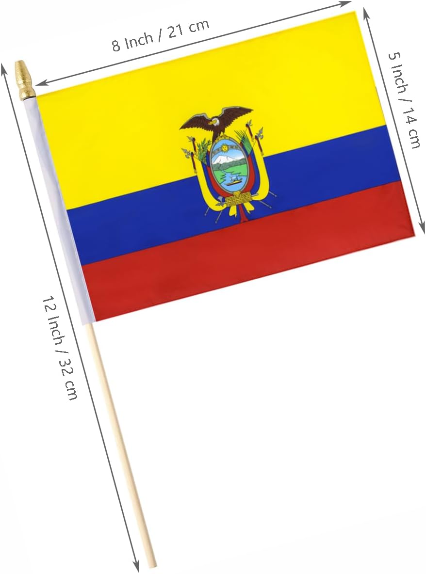25 Banderas Ecuador en Palo 5x8"