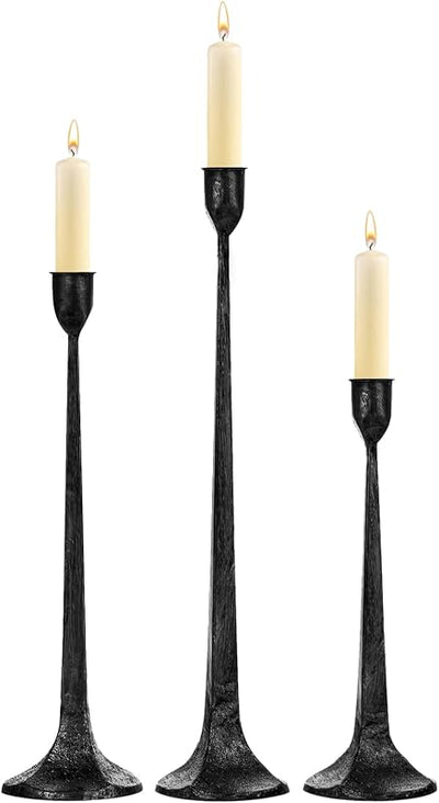 Set 3 portavelas cónico hierro soporte decorativo velas alto