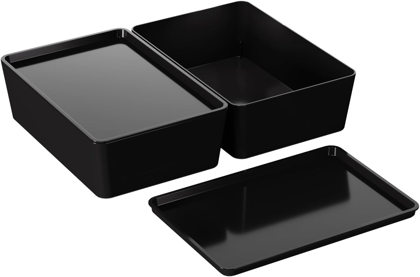 Contenedores plástico apilables 7x10" color negro 2uds