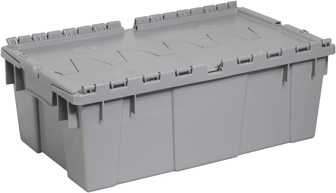 Caja plástica industrial con tapa bisagra 20x12x7pulg gris
