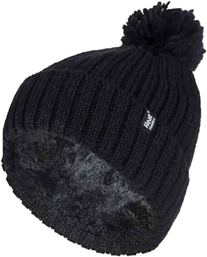 Gorro térmico mujer forro polar grueso pompón
