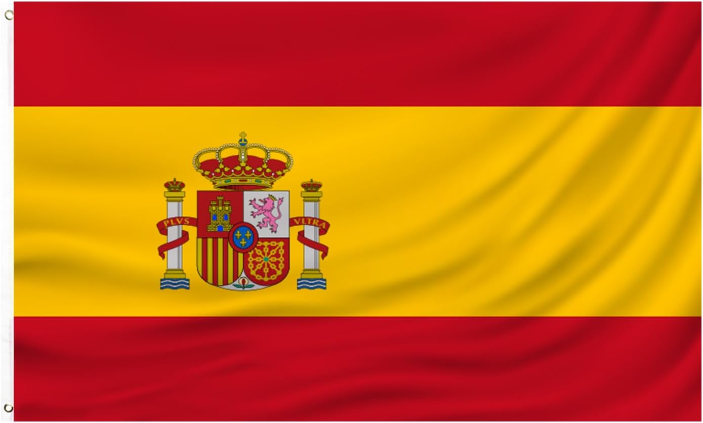 Bandera España 3x5ft lona poliéster doble costura ojales latón