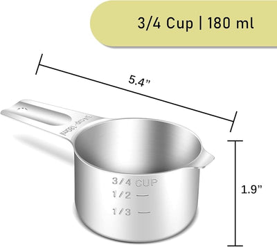 2 Tazas Medidoras 3/4 Taza Acero Inox Apta Lavavajillas