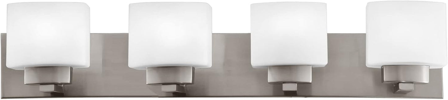 Lámpara tocador 4 luces vidrio esmerilado níquel satinado