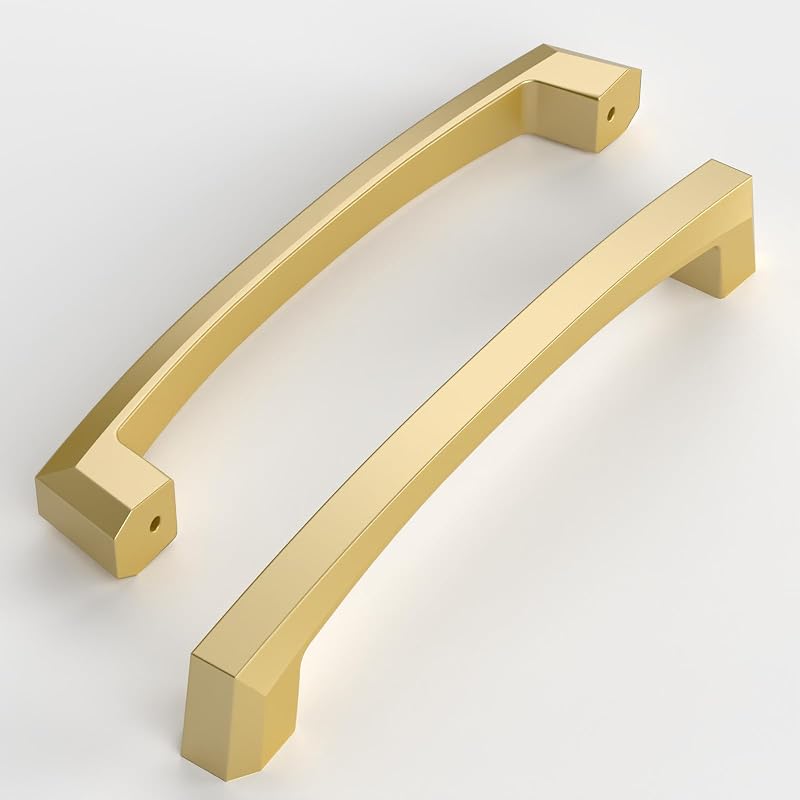 10 Tiradores Oro Cepillado Satinado 5" Armarios Cocina