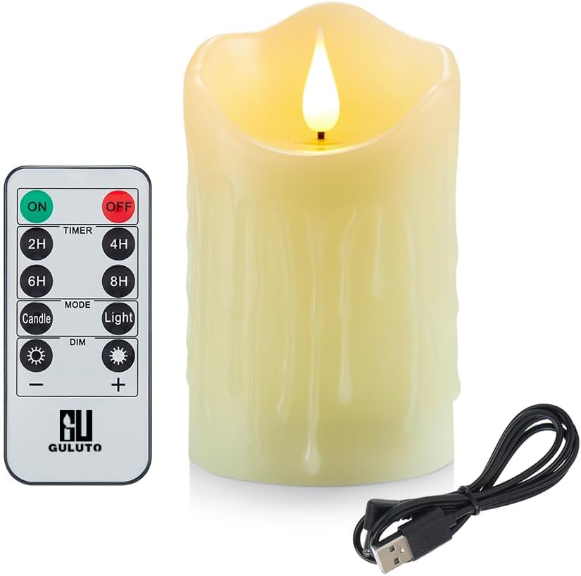Velas LED sin llama recargable con control remoto 3x5