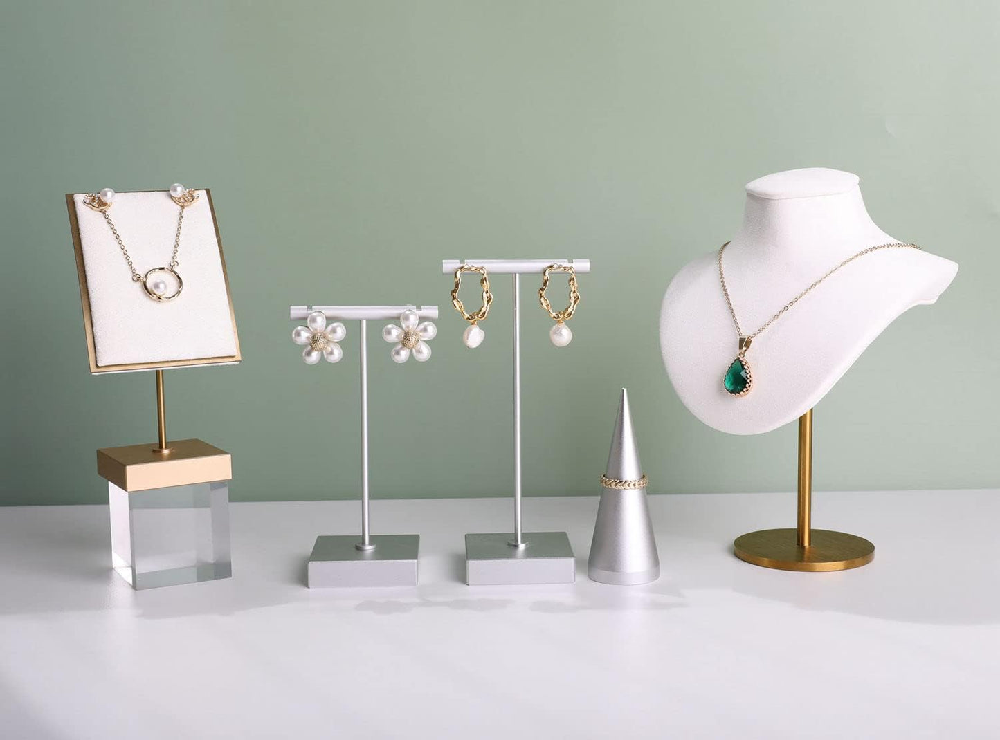 Soporte metal forma T para aretes y joyas expositor