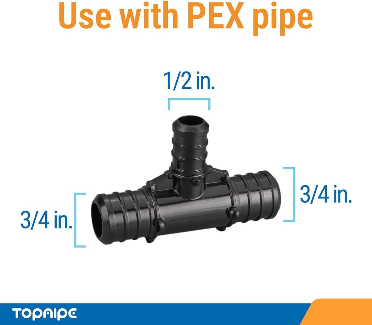Reductor Tee PEX Crimpado 3/4x3/4x1/2 pulg