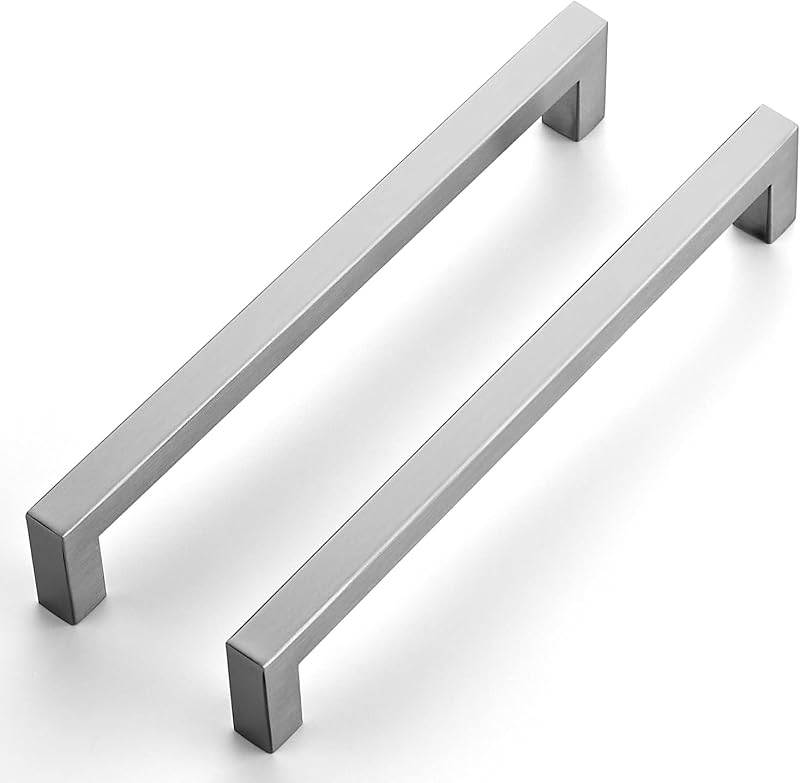 30 Manijas Barra Cuadrada Níquel Cepillado 7.5"