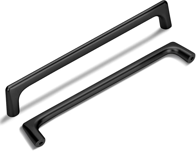 10 Tiradores Cajón 7.5" Negro Mate Moderno